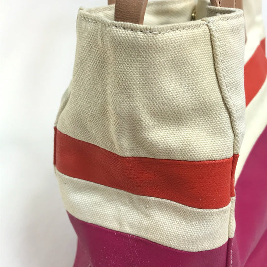 Tory Burch Tote Bag 21129791 Canvas / leather Fuchsia pink x orange x ivory With logo Tote Bag Women Used Authentic