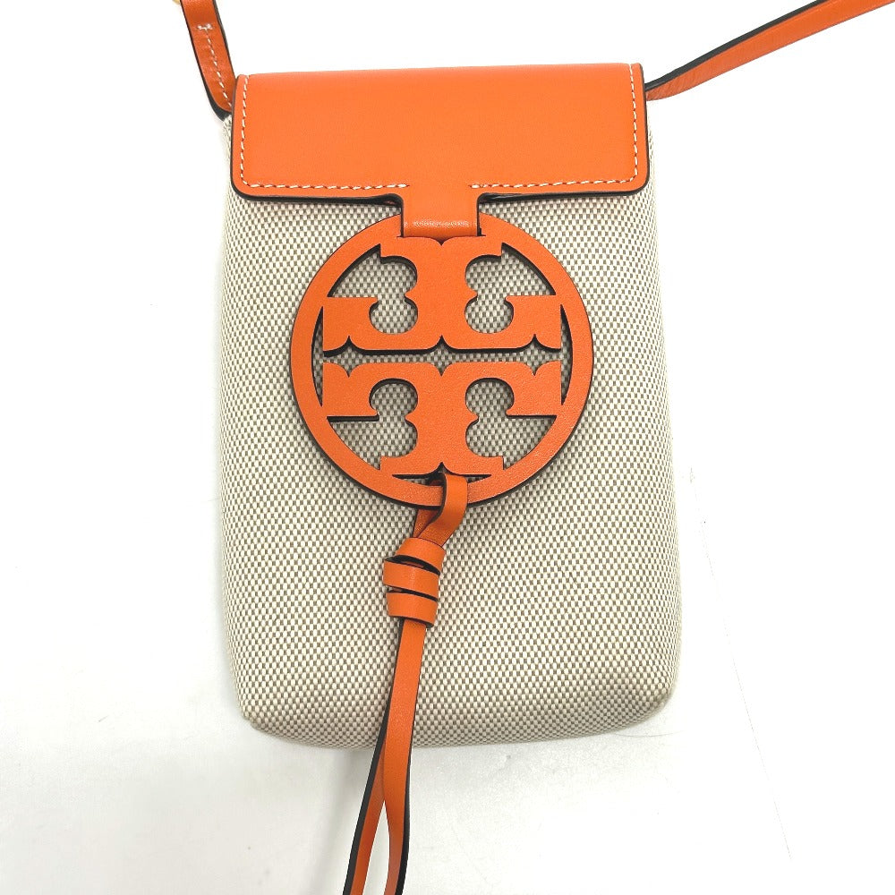 Tory Burch Shoulder Bag Canvas / leather beige Pochette Smartphone Shoulder