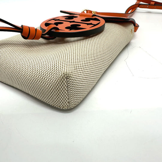Tory Burch Shoulder Bag Canvas / leather beige Pochette Smartphone Shoulder