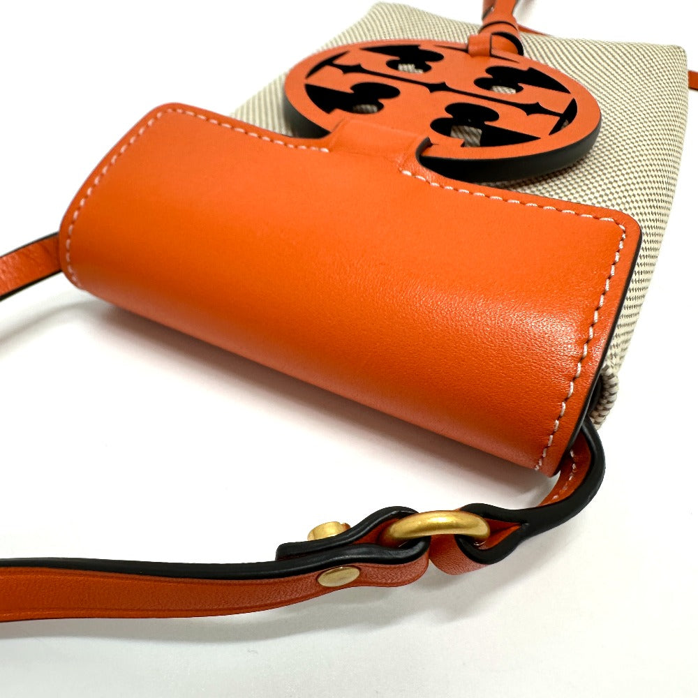 Tory Burch Shoulder Bag Canvas / leather beige Pochette Smartphone Shoulder