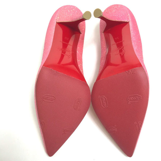 Christian Louboutin pumps Lame processed leather pink Glitter Women 36 Used Authentic