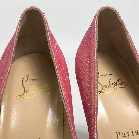 Christian Louboutin pumps Lame processed leather pink Glitter Women 36 Used Authentic