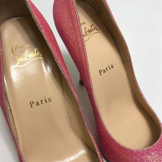 Christian Louboutin pumps Lame processed leather pink Glitter Women 36 Used Authentic