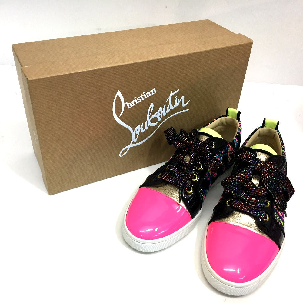 Christian Louboutin sneakers Patent Leather, Tweed multicolor Low cut Women 37 Used Authentic