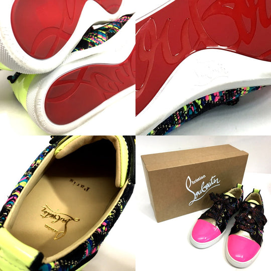 Christian Louboutin sneakers Patent Leather, Tweed multicolor Low cut Women 37 Used Authentic