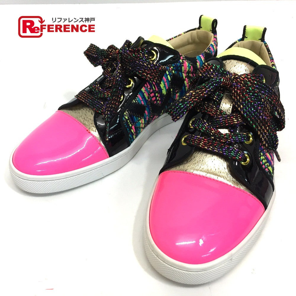 Christian Louboutin sneakers Patent Leather, Tweed multicolor Low cut Women 37 Used Authentic