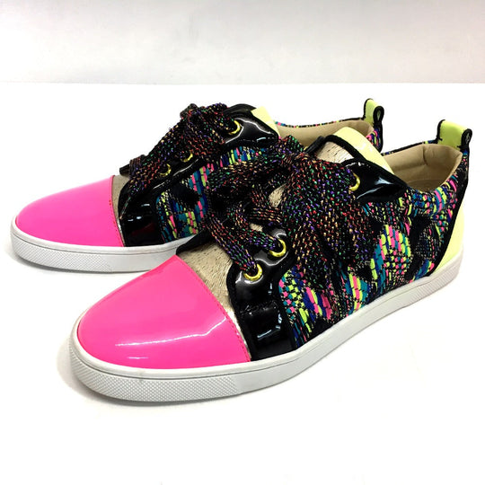 Christian Louboutin sneakers Patent Leather, Tweed multicolor Low cut Women 37 Used Authentic