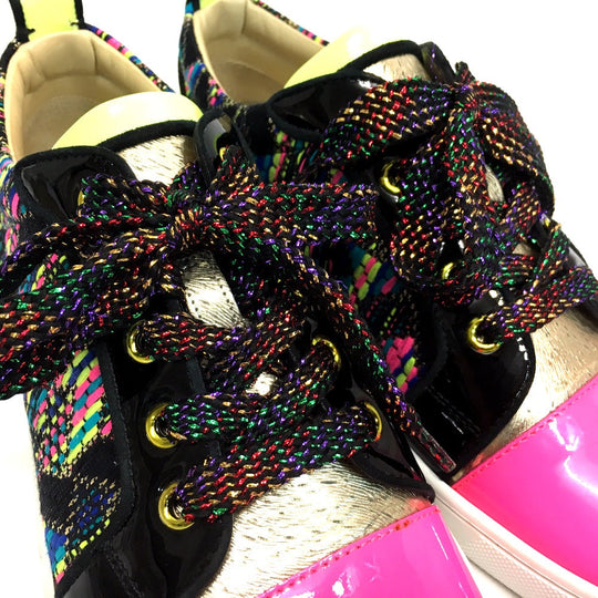 Christian Louboutin sneakers Patent Leather, Tweed multicolor Low cut Women 37 Used Authentic