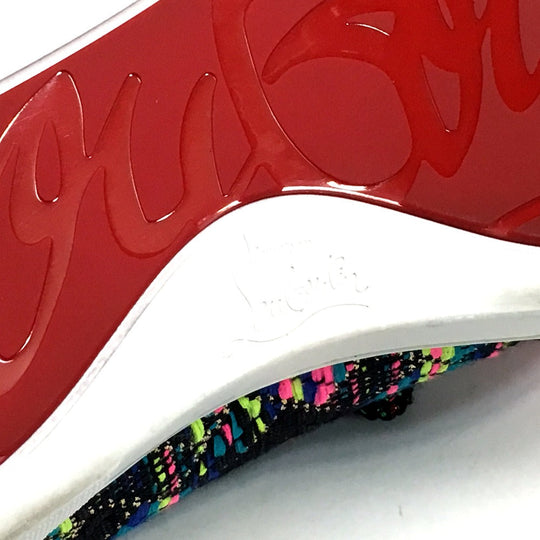 Christian Louboutin sneakers Patent Leather, Tweed multicolor Low cut Women 37 Used Authentic
