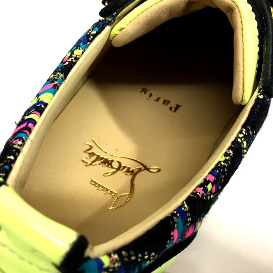 Christian Louboutin sneakers Patent Leather, Tweed multicolor Low cut Women 37 Used Authentic