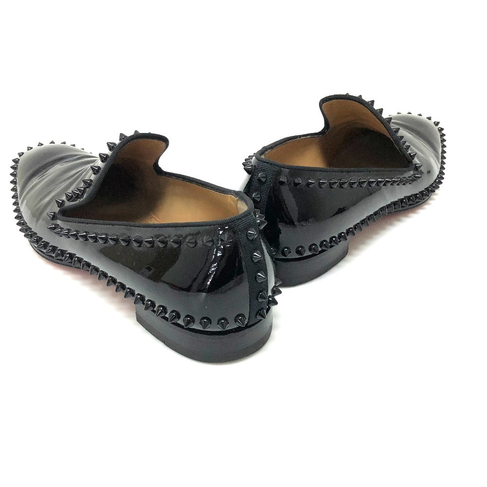 Christian Louboutin Leather shoes Patent leather black loafers Studs mens 41 Used Authentic