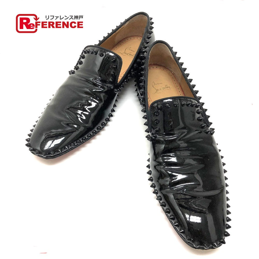 Christian Louboutin Leather shoes Patent leather black loafers Studs mens 41 Used Authentic