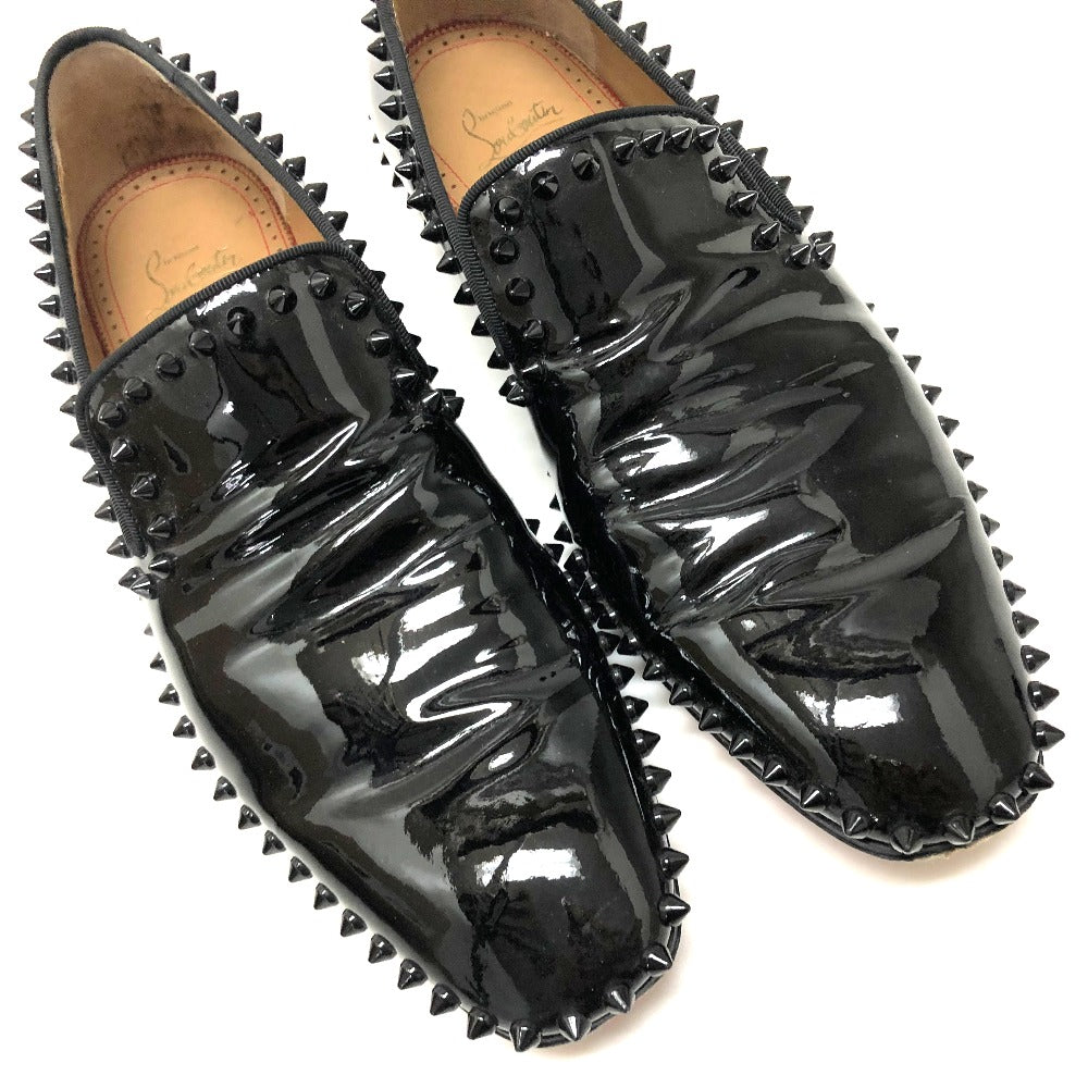Christian Louboutin Leather shoes Patent leather black loafers Studs mens 41 Used Authentic