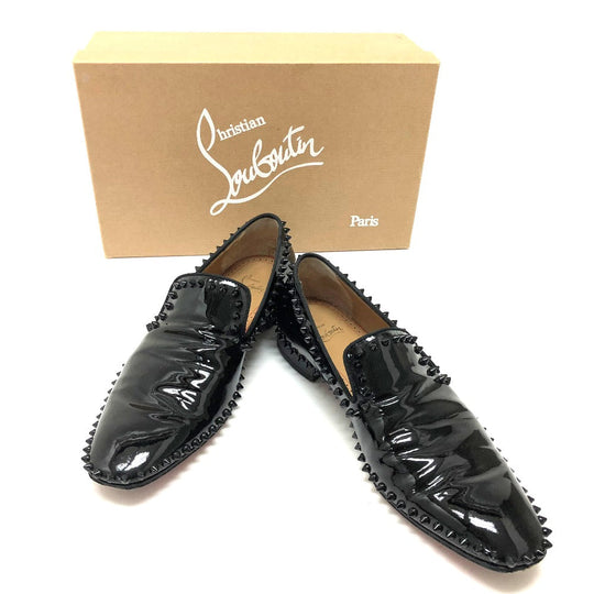 Christian Louboutin Leather shoes Patent leather black loafers Studs mens 41 Used Authentic