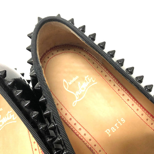 Christian Louboutin Leather shoes Patent leather black loafers Studs mens 41 Used Authentic