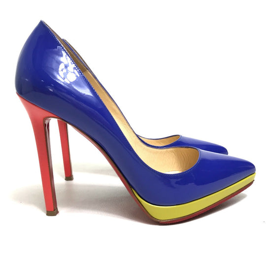Christian Louboutin pumps 1110971 Patent leather Blue x Red x Yellow Tricolor Women 36 Used Authentic