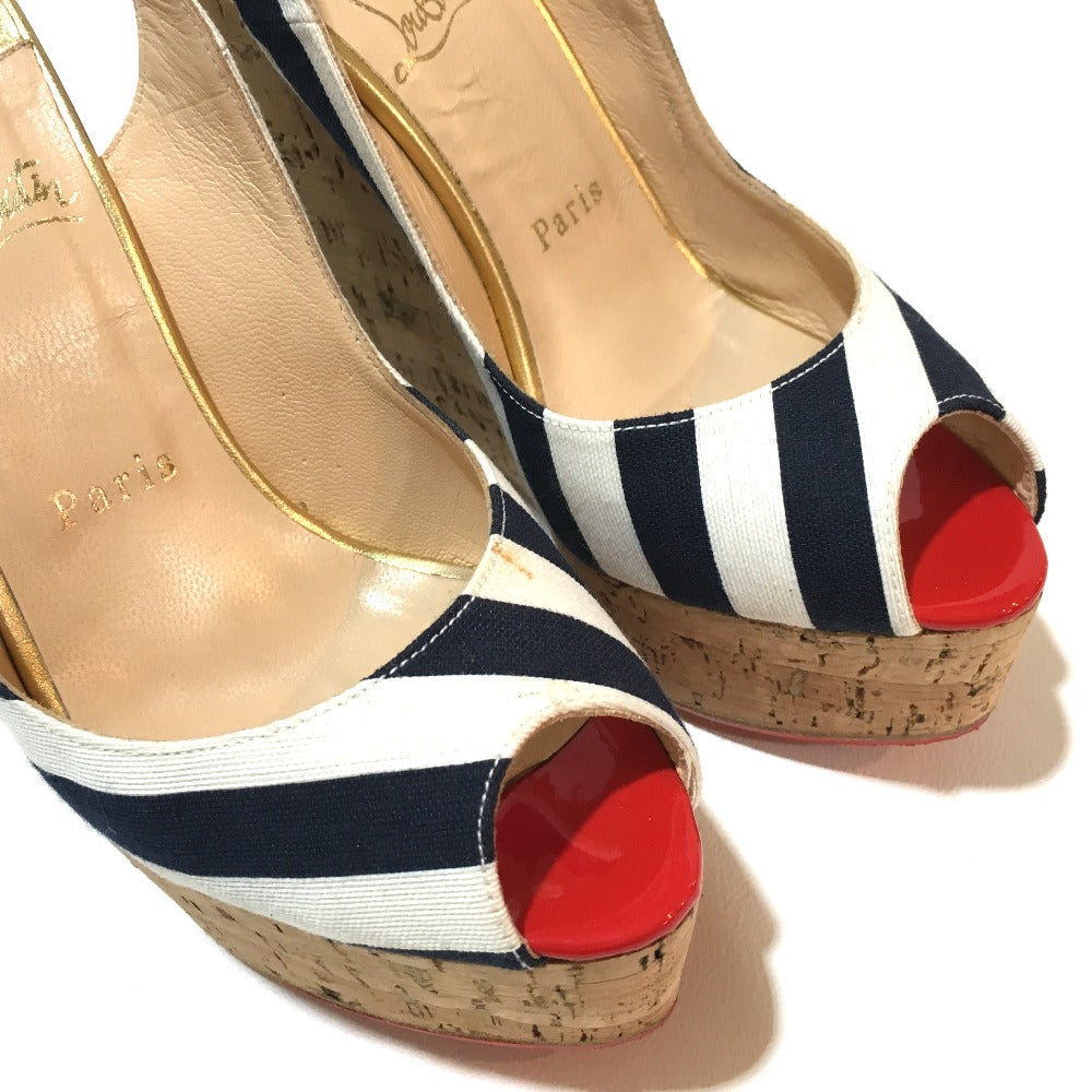 Christian Louboutin pumps 1140088 Canvas, Cork white Wedge 140 UNE PLUME SLING Women 36 Used Authentic
