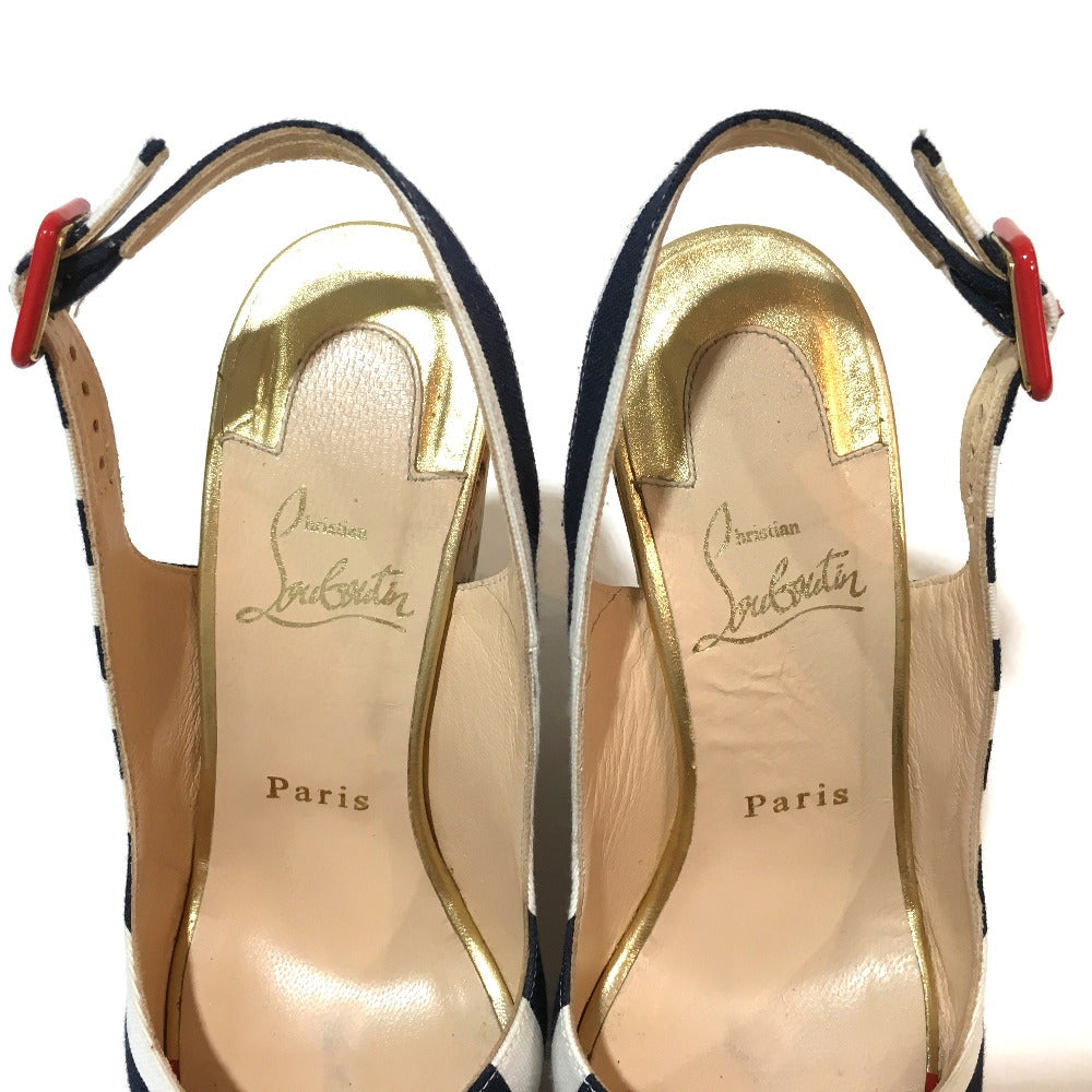 Christian Louboutin pumps 1140088 Canvas, Cork white Wedge 140 UNE PLUME SLING Women 36 Used Authentic