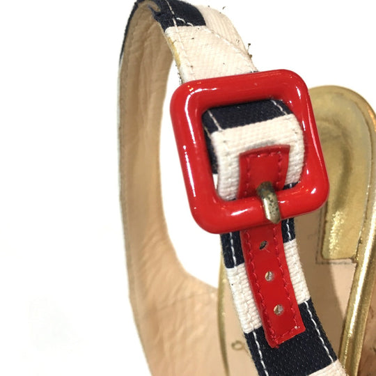 Christian Louboutin pumps 1140088 Canvas, Cork white Wedge 140 UNE PLUME SLING Women 36 Used Authentic