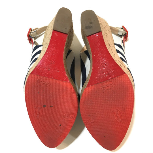 Christian Louboutin pumps 1140088 Canvas, Cork white Wedge 140 UNE PLUME SLING Women 36 Used Authentic