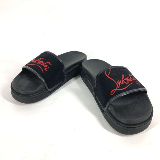 Christian Louboutin Sandals rubber black logo mens 43 Used Authentic