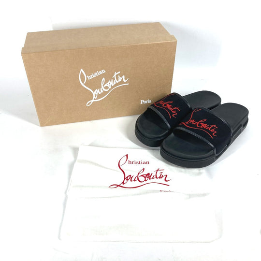 Christian Louboutin Sandals rubber black logo mens 43 Used Authentic