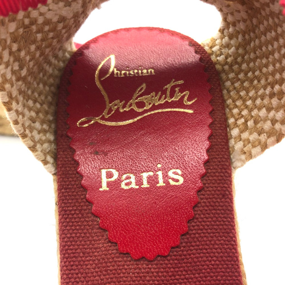 Christian Louboutin Sandals hemp multicolor Wedge sole Lace-up Ribbon Women 36 Used Authentic