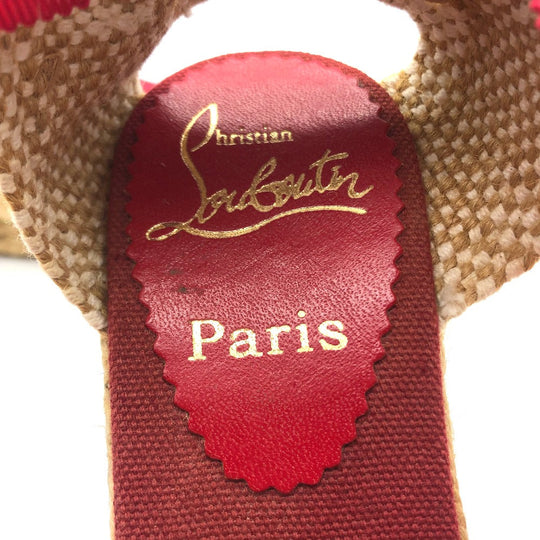 Christian Louboutin Sandals hemp multicolor Wedge sole Lace-up Ribbon Women 36 Used Authentic
