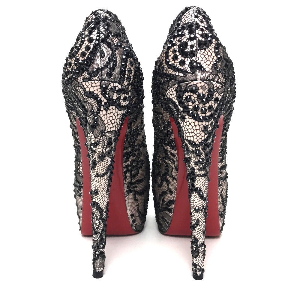 Christian Louboutin pumps Sequins, Satin black race Women 40 Used Authentic