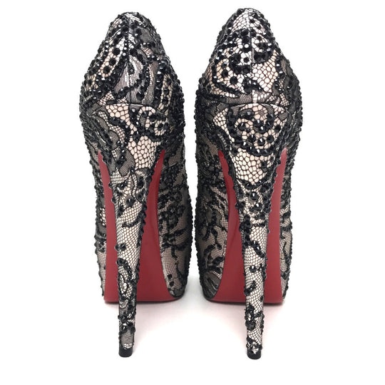 Christian Louboutin pumps Sequins, Satin black race Women 40 Used Authentic