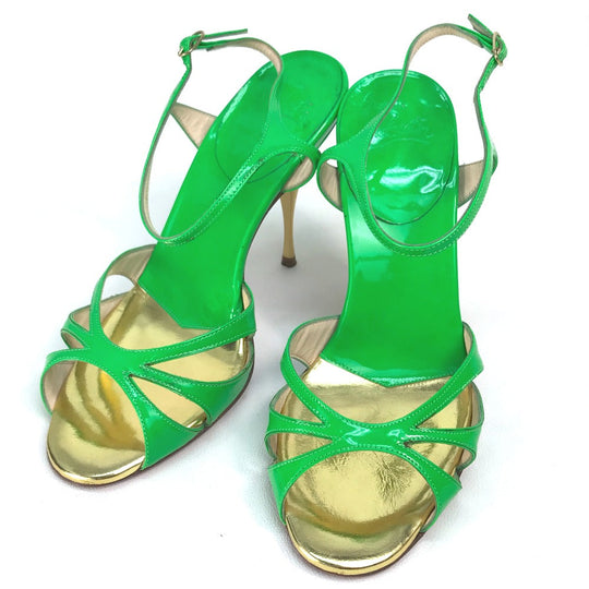 Christian Louboutin Sandals enamel green Heel Women 35 Used Authentic