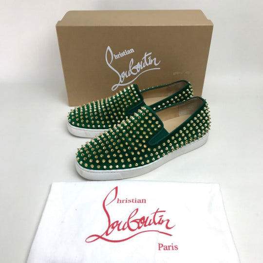 Christian Louboutin sneakers Velor green Studs mens 43 Used Authentic