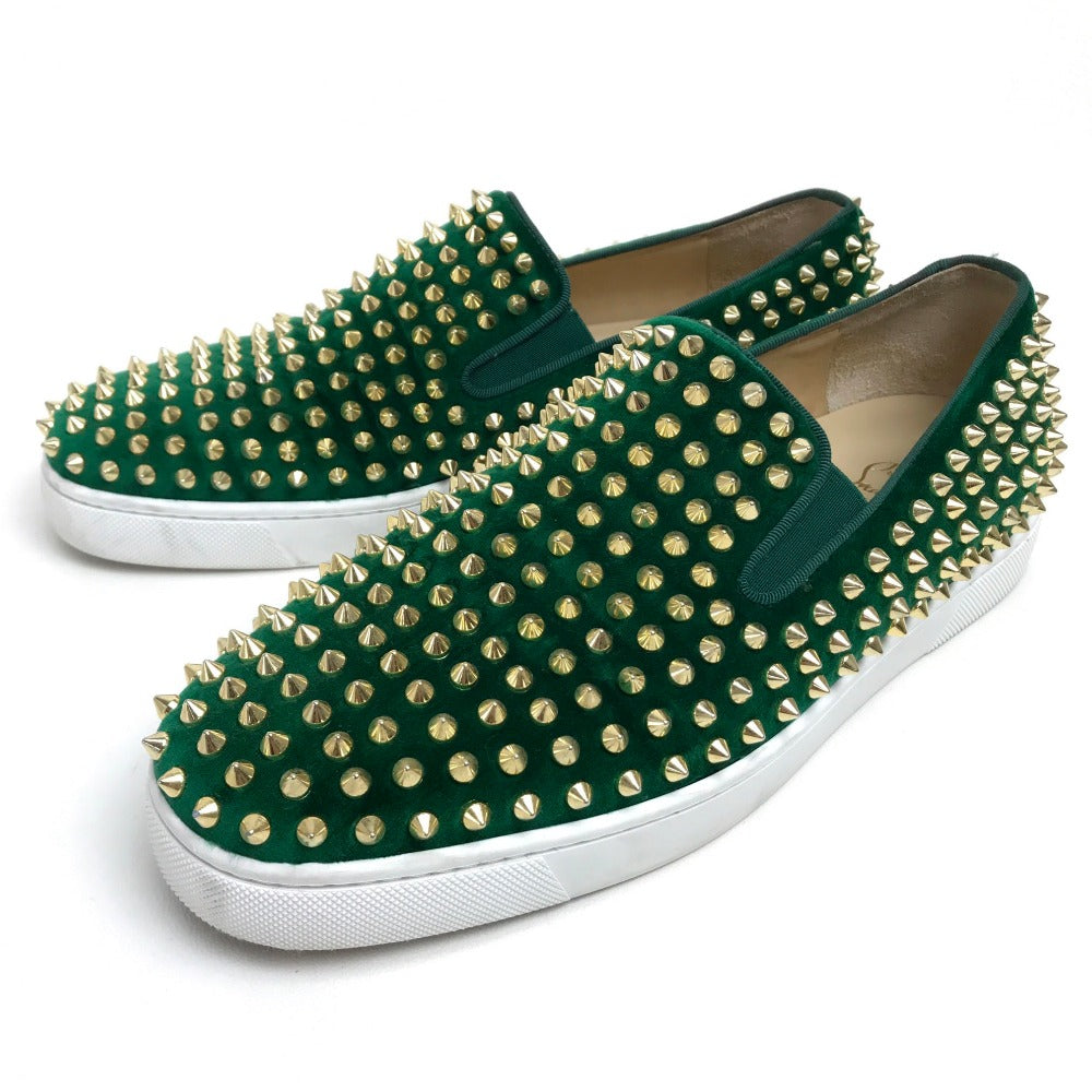Christian Louboutin sneakers Velor green Studs mens 43 Used Authentic
