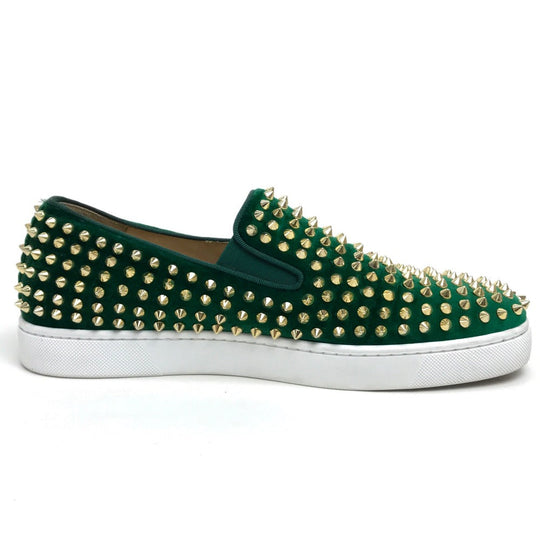 Christian Louboutin sneakers Velor green Studs mens 43 Used Authentic