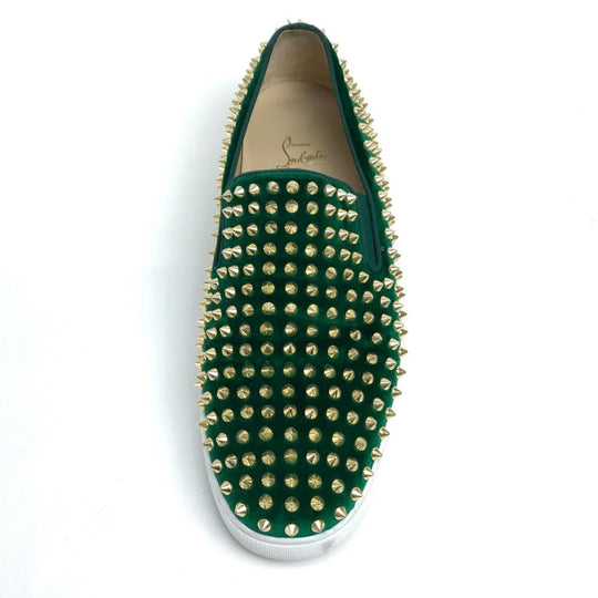 Christian Louboutin sneakers Velor green Studs mens 43 Used Authentic