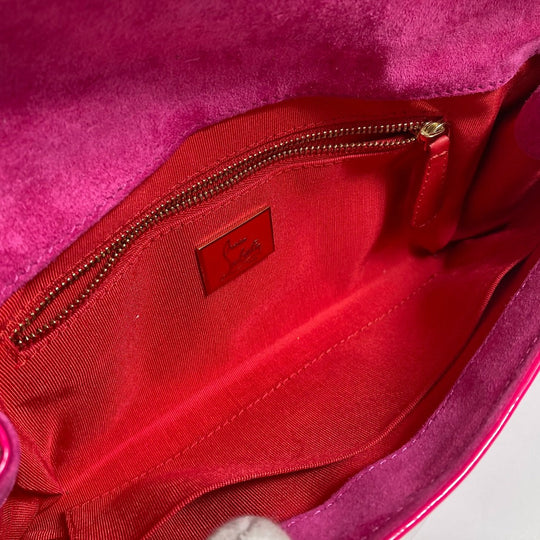 Christian Louboutin Clutch bag 1120586 Calfskin/patent leather/suede Brown x pink By color Riviera Women Used Authentic