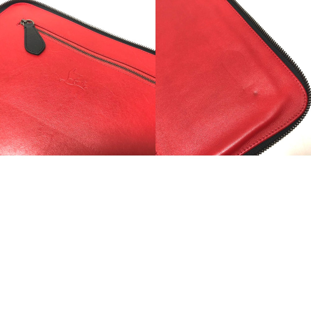 Christian Louboutin iPad case leather black Spike studs Women Used Authentic