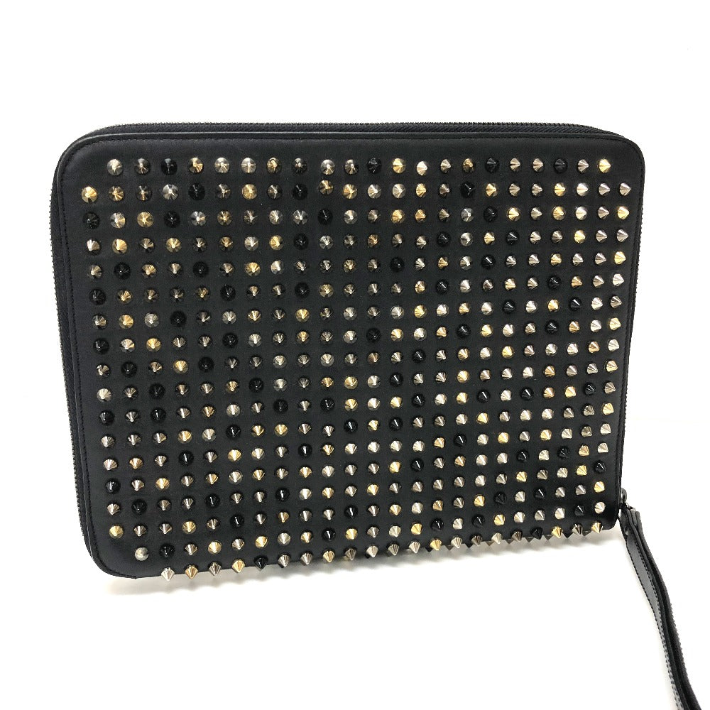 Christian Louboutin iPad case leather black Spike studs Women Used Authentic