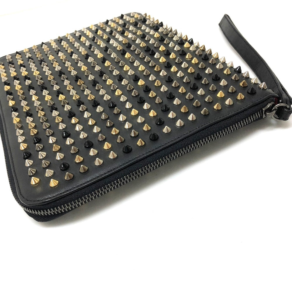 Christian Louboutin iPad case leather black Spike studs Women Used Authentic