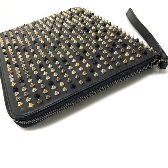 Christian Louboutin iPad case leather black Spike studs Women Used Authentic