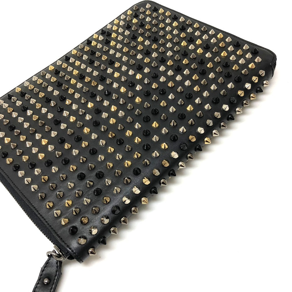Christian Louboutin iPad case leather black Spike studs Women Used Authentic