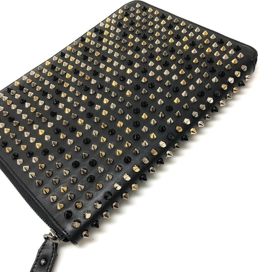 Christian Louboutin iPad case leather black Spike studs Women Used Authentic