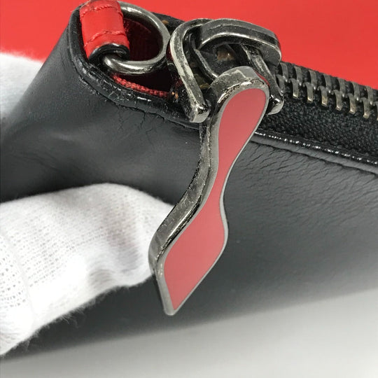 Christian Louboutin Clutch bag leather black logo mens Used Authentic
