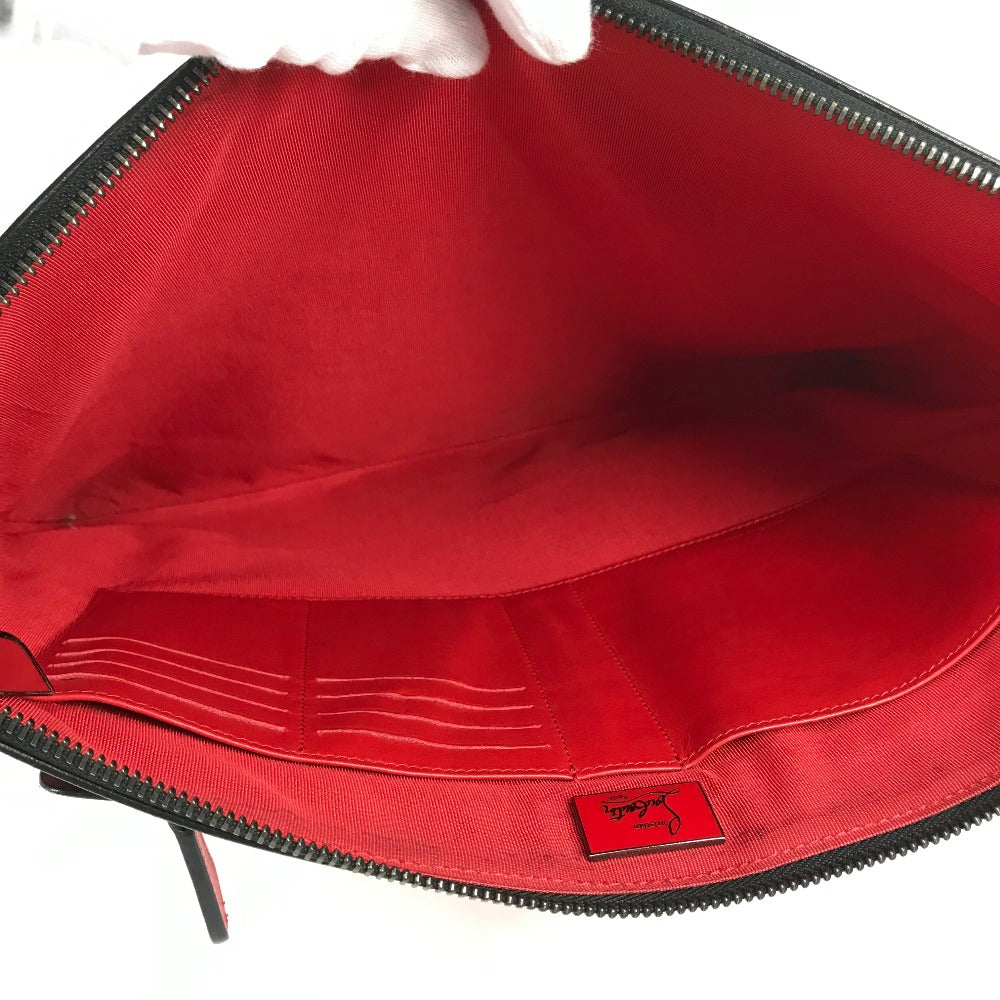 Christian Louboutin Clutch bag leather black logo mens Used Authentic