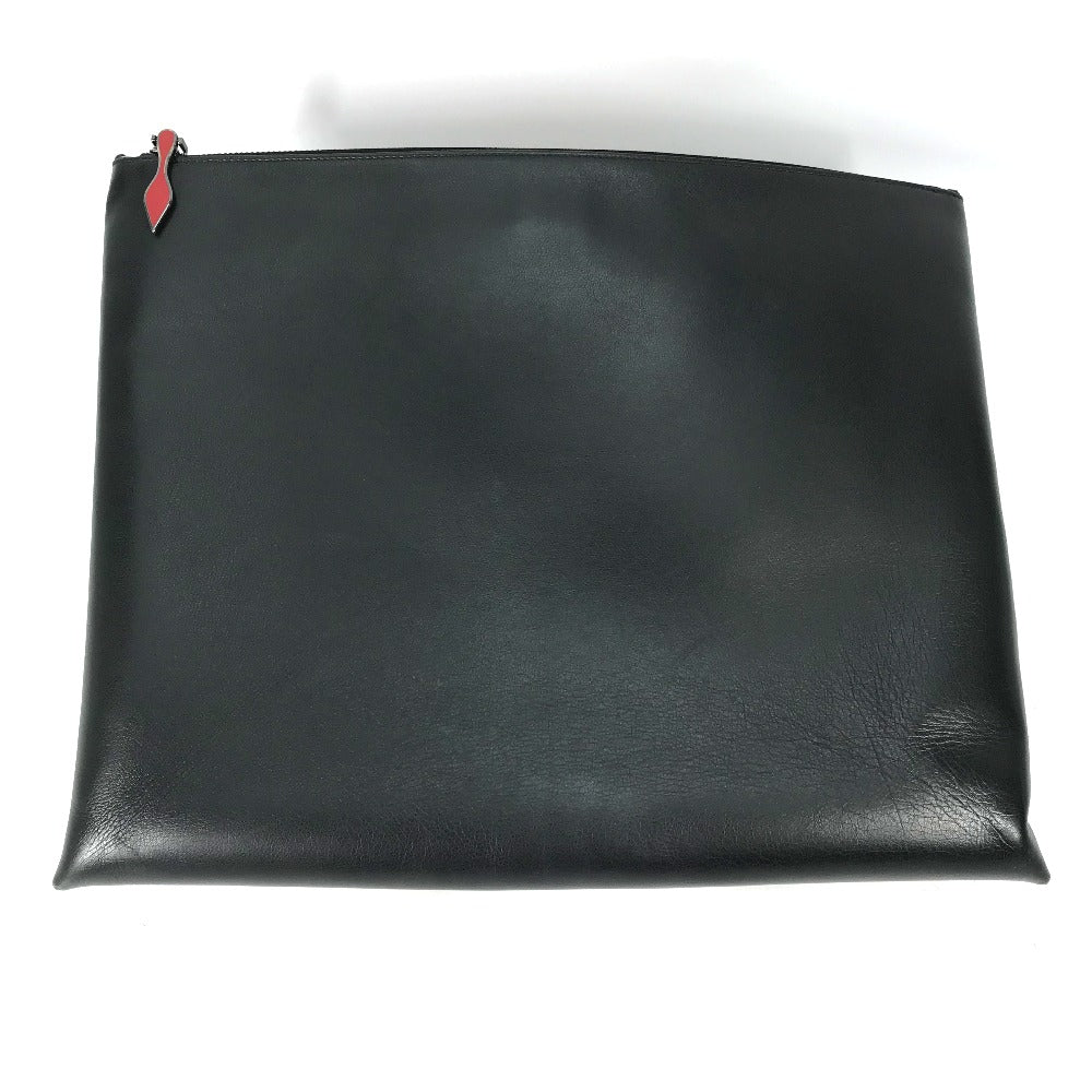 Christian Louboutin Clutch bag leather black logo mens Used Authentic