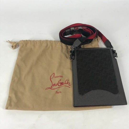 Christian Louboutin Shoulder Bag Canvas / leather black CL logo mens Used Authentic