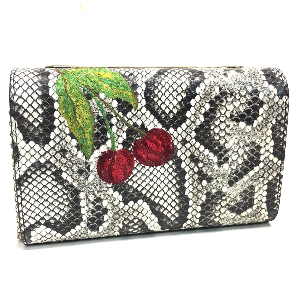 Christian Louboutin Shoulder Bag leather white Cherry Pattern Studs Party bag Women Used Authentic