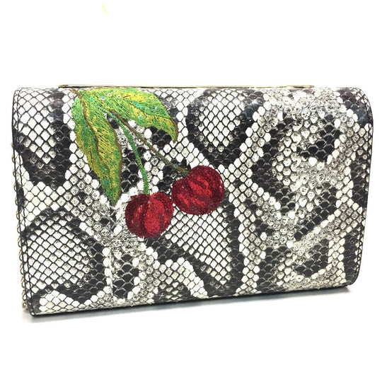 Christian Louboutin Shoulder Bag leather white Cherry Pattern Studs Party bag Women Used Authentic