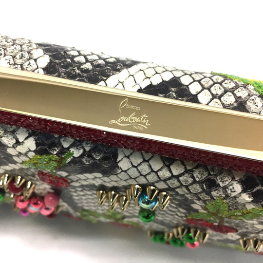 Christian Louboutin Shoulder Bag leather white Cherry Pattern Studs Party bag Women Used Authentic