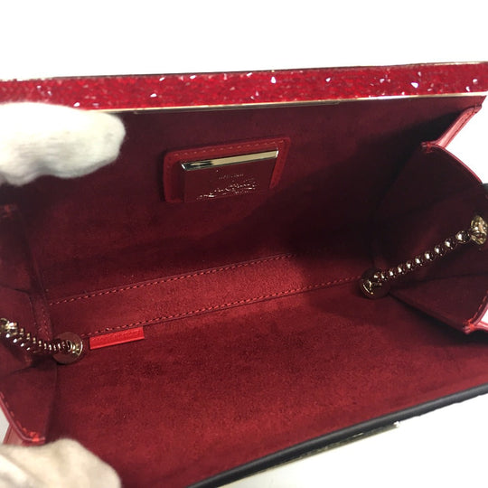 Christian Louboutin Shoulder Bag leather white Cherry Pattern Studs Party bag Women Used Authentic